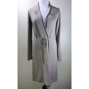 Boden Cashmere Blend Cardigan Sz 2 Taupe Tie Waist Luxe Lightweight Robe